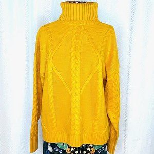 Oversized Yellow Knit Turtleneck Sweater